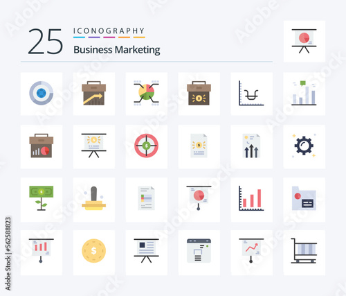Business Marketing 25 Flat Color icon pack including corporate. bag. management. pie © Muhammad
