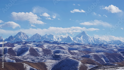 Wonderful view of snow mountains at Yuzixi, Garze, Sichuan, China.