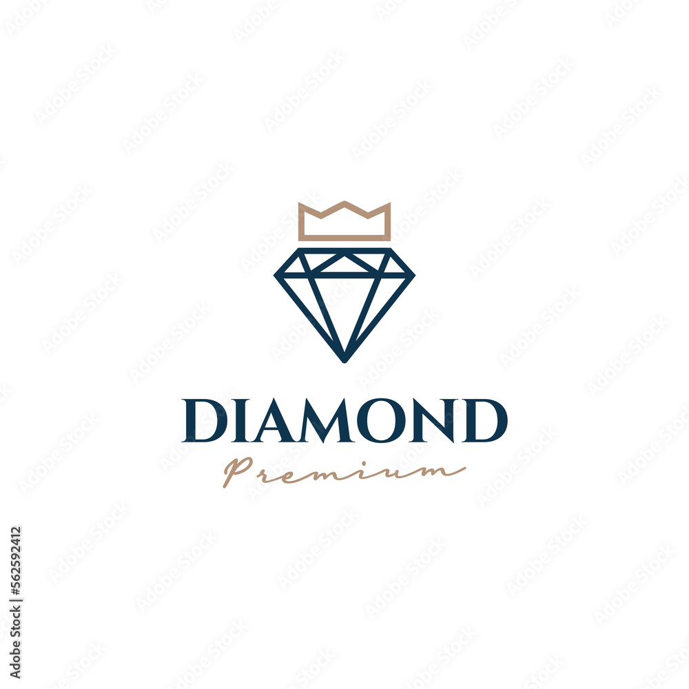 Fototapeta premium diamond king logo, diamond with crown logo design concept