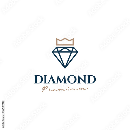 diamond king logo, diamond with crown logo design concept