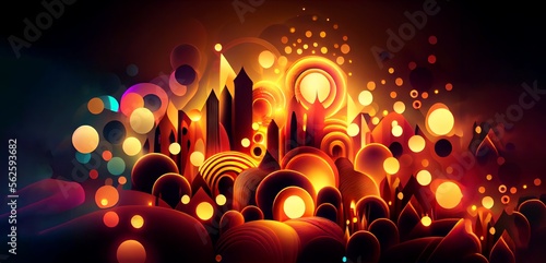 Colorful Illustration of abstract illuminated lights from a festival background generative ai © NelsonCharette Media
