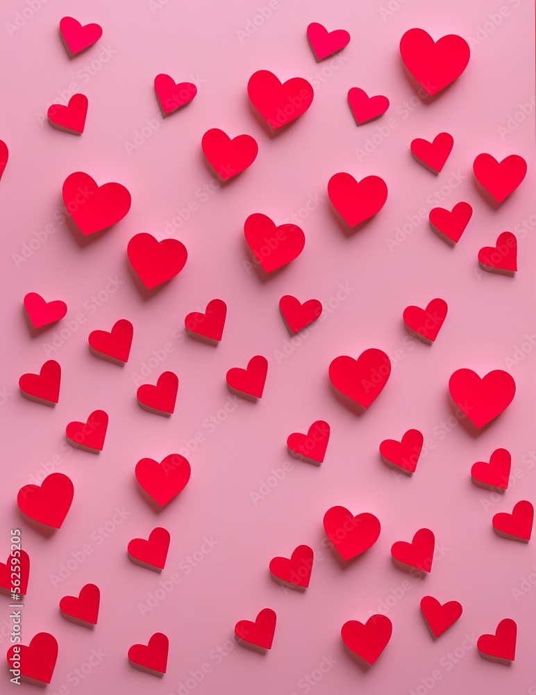 valentine heart shaped confetti and white roses on a wooden background.