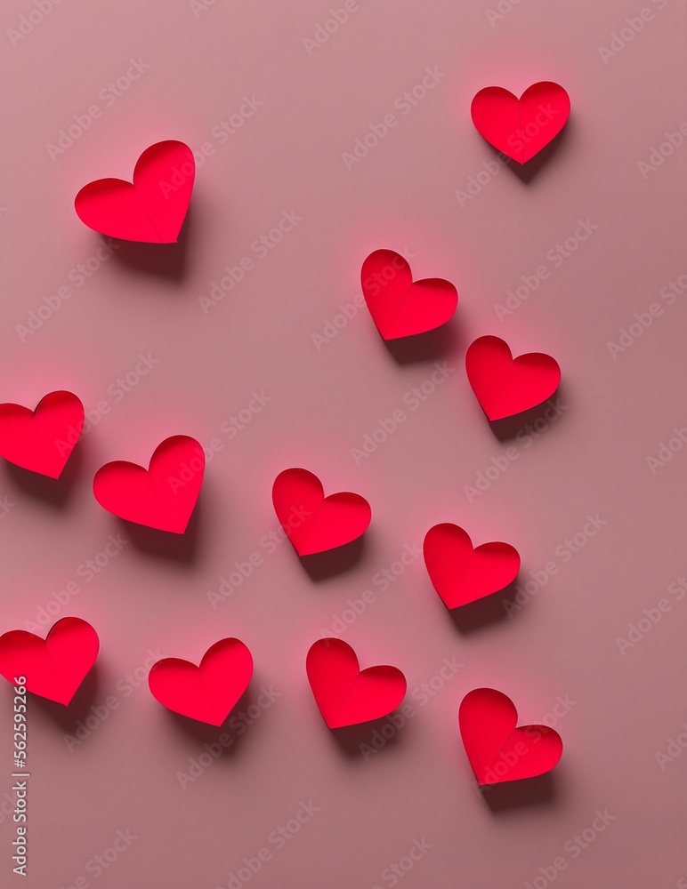 valentine heart shaped confetti and white roses on a wooden background.