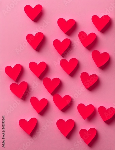 valentine heart shaped confetti and white roses on a wooden background.