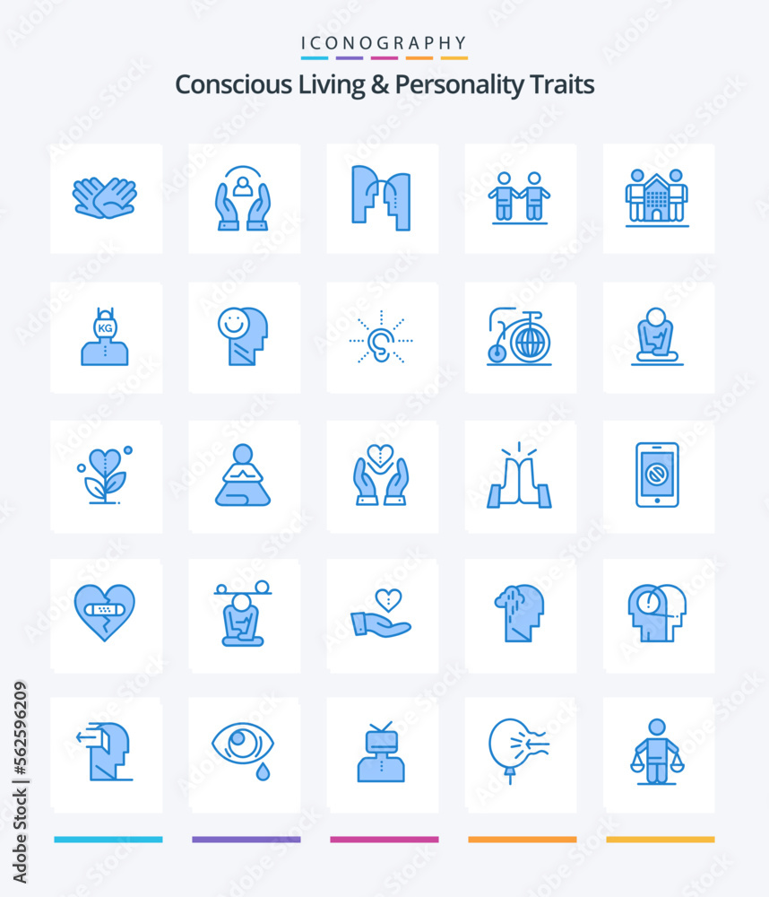 Creative Concious Living And Personality Traits 25 Blue icon pack  Such As group. friends. people. best. mind