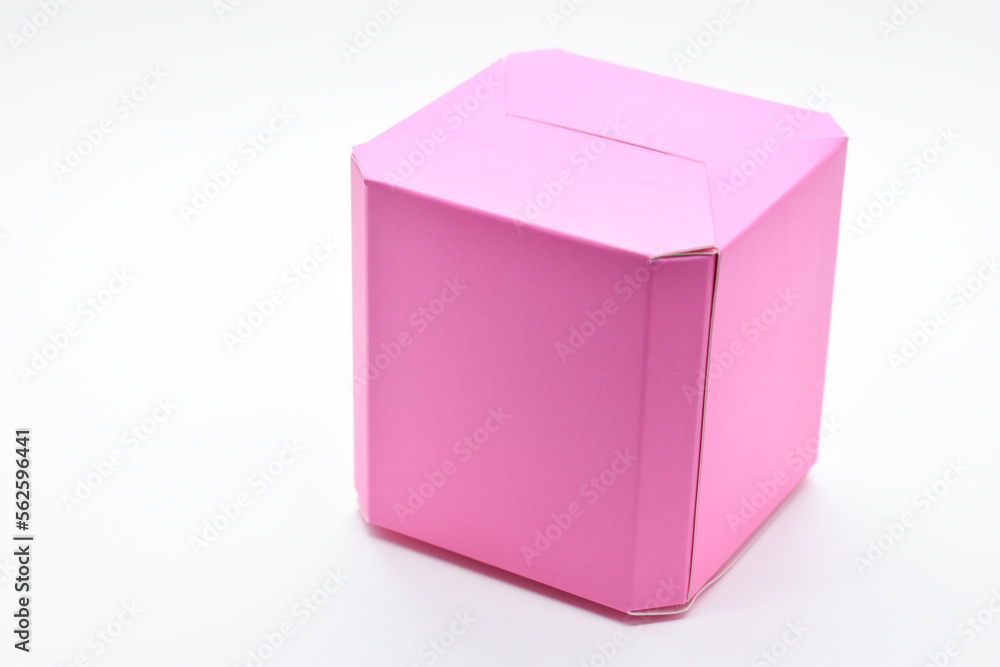 pink paper box on white background, package for design pink paper box on white background, package for design