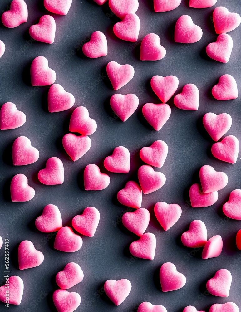 valentine's day background. hearts and lights, heart shaped lights on a pink background, valentine's day background with hearts and pink ribbon.