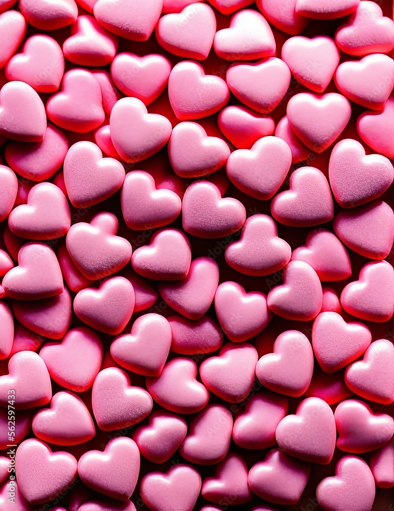 valentine's day background. hearts and lights, heart shaped lights on a pink background, valentine's day background with hearts and pink ribbon.