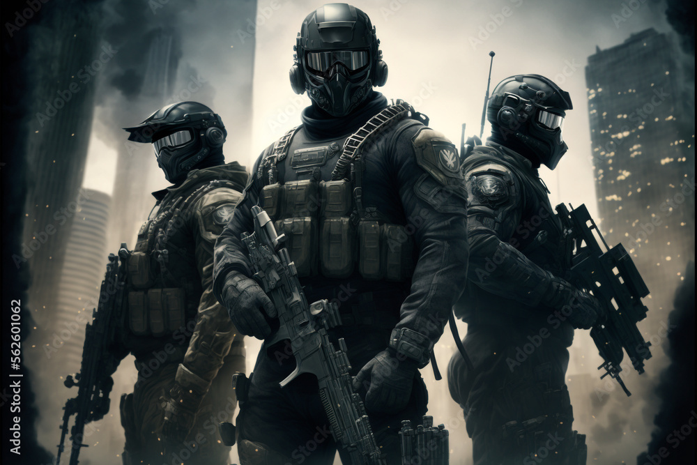 Fototapeta premium elite special forces until, undercover, full military, Generative AI