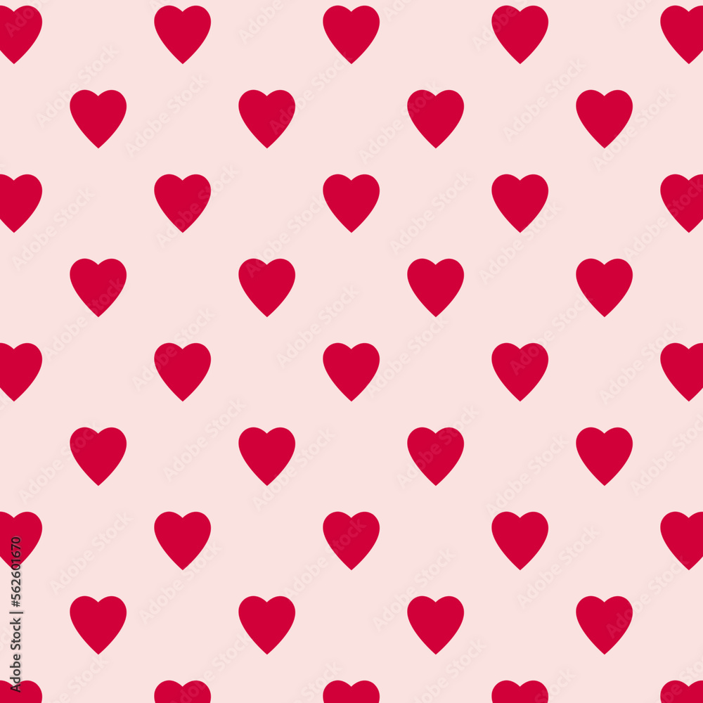 Valentine romanric  Pattern. Red Hearts on Pink Background.Hearts red  pattern on pink background	