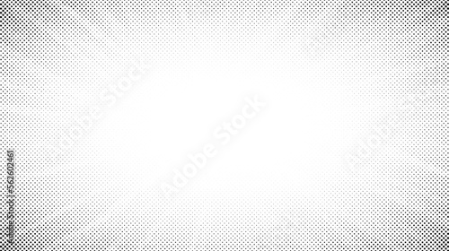 Halftone radial texture. Light comic style grain background. Pop art faded textured frame. Grunge speckle effect. Dotted particles print wallpaper. Pixelated gradient backdrop