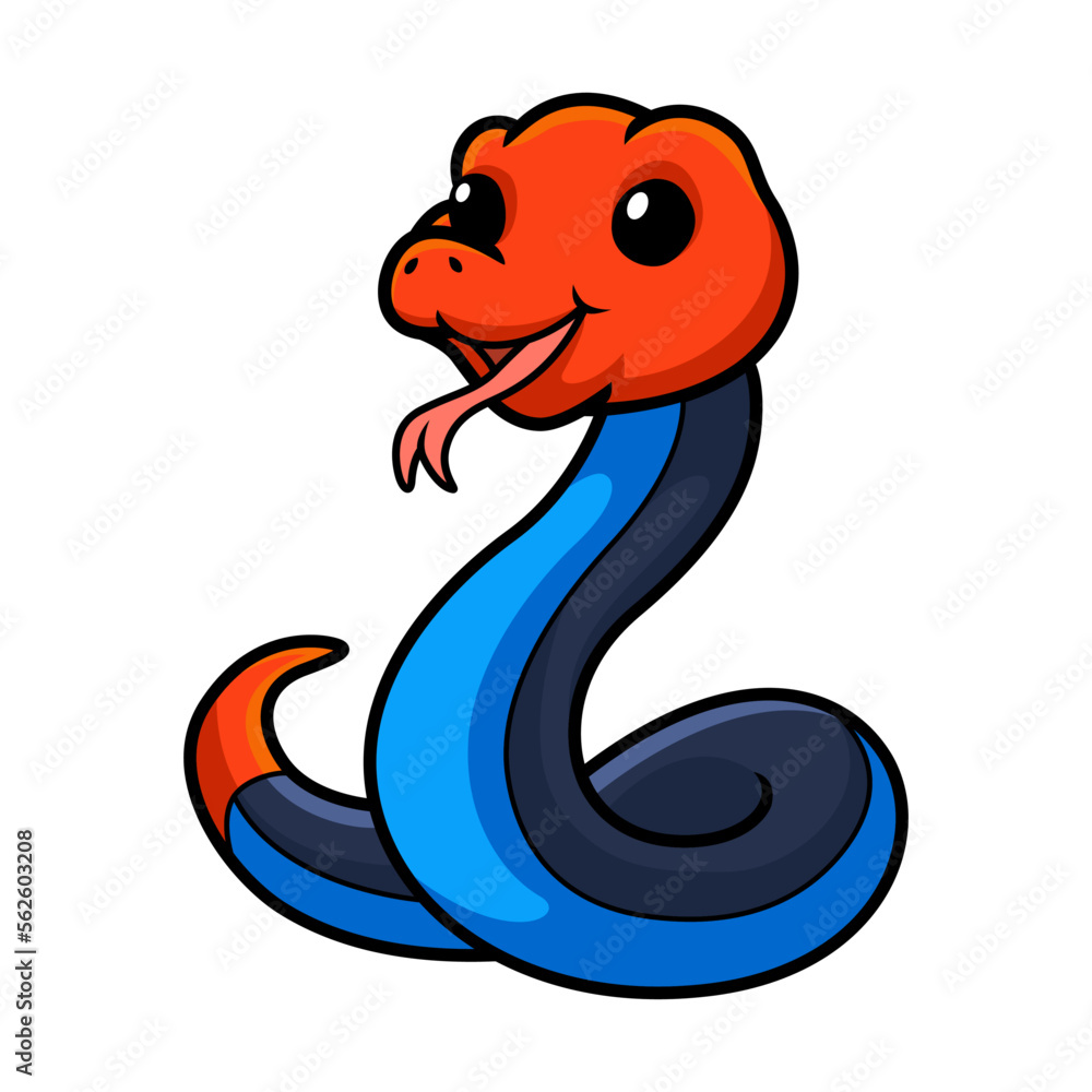 Cute red headed krait snake cartoon Cute red headed krait snake cartoon