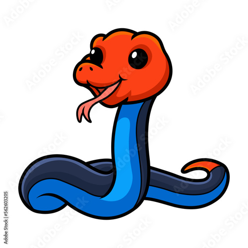 Cute red headed krait snake cartoon