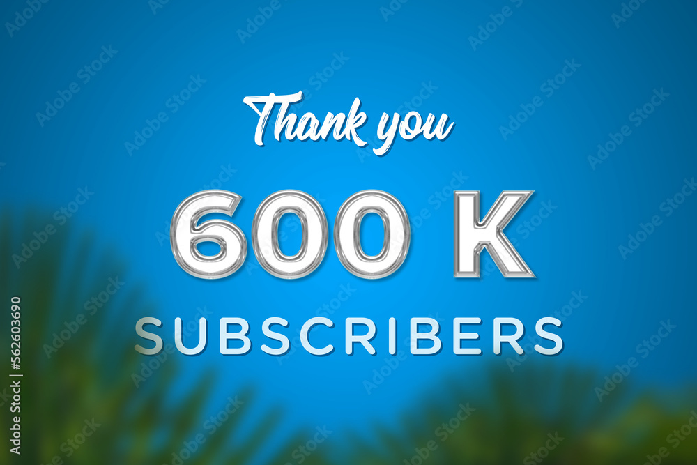 Fototapeta premium 600 K subscribers celebration greeting banner with Glass Design