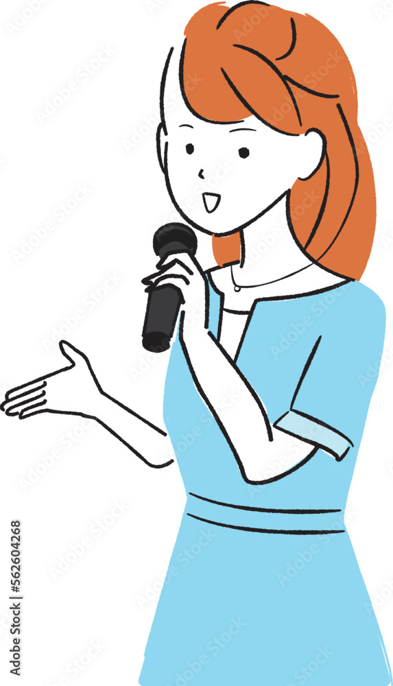 線画カラーイラスト 司会者女性 線画カラーイラスト 司会者女性