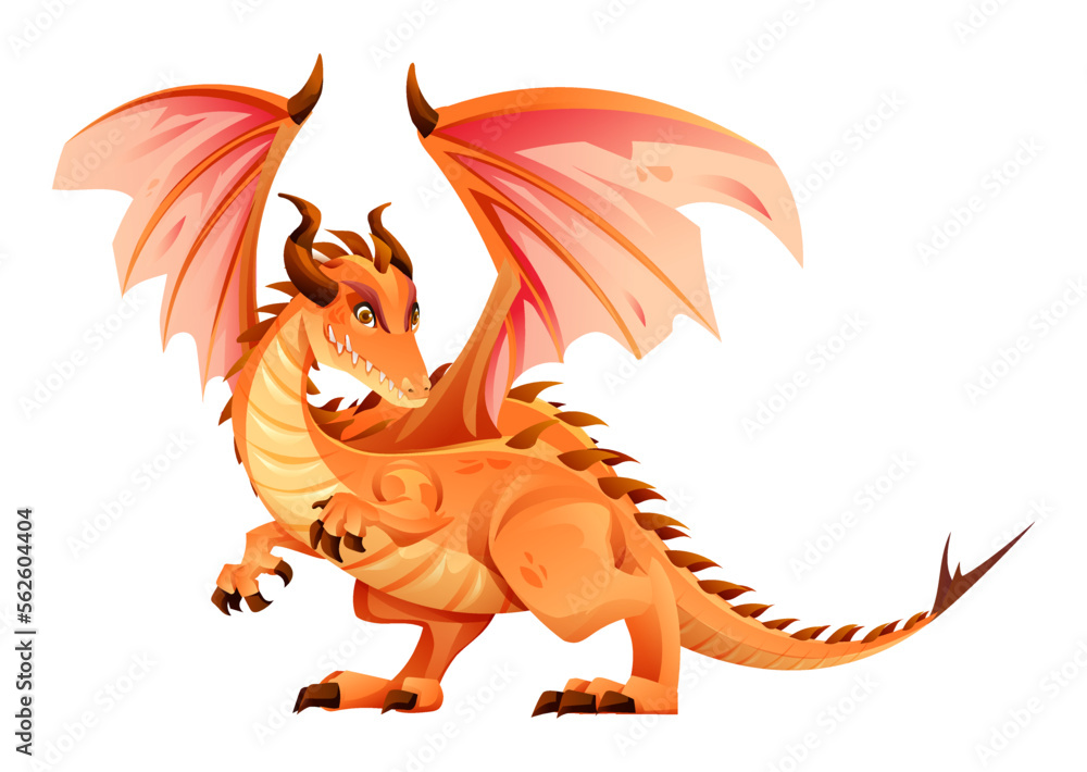 Naklejka premium Dragon character in cartoon style