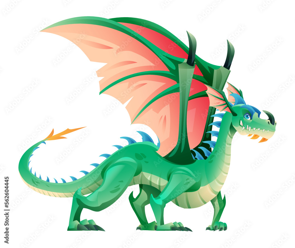 Obraz premium Fairy tale dragon character vector illustration