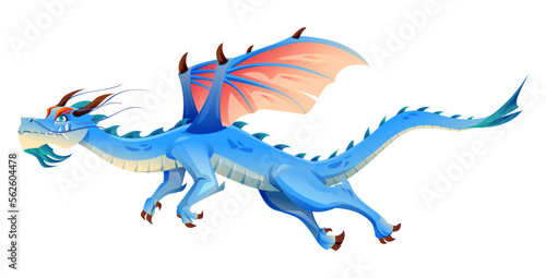 Flying dragon character isolated on white background