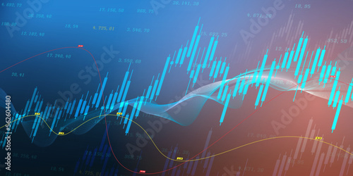 forex statistics, financial analytics dashboard graph, line and arrows vector illustration	
