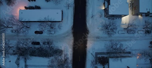 Top Down Aerial Of 2nd St From 24th To Lowry NE Minneapolis MN In Winter