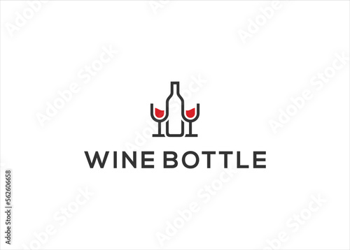 Obraz na plátně Wine logo. Logo glass and bottle wine Vector illustration