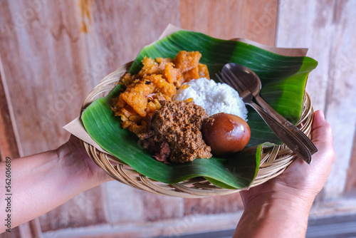 A plate of Yogyakarta traditional food, called 