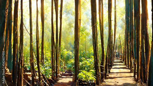 Sustainable Development of Bamboo Tunnel Afforestation Generative AI Content by Midjourney