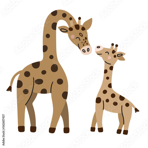 Mother's Day vector cards. Cute Giraffe mom and baby.