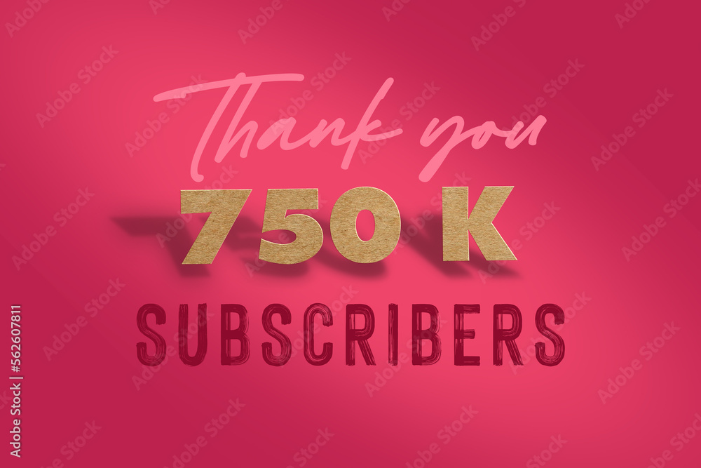 750 K subscribers celebration greeting banner with Hard card Cutted Design 750 K subscribers celebration greeting banner with Hard card Cutted Design