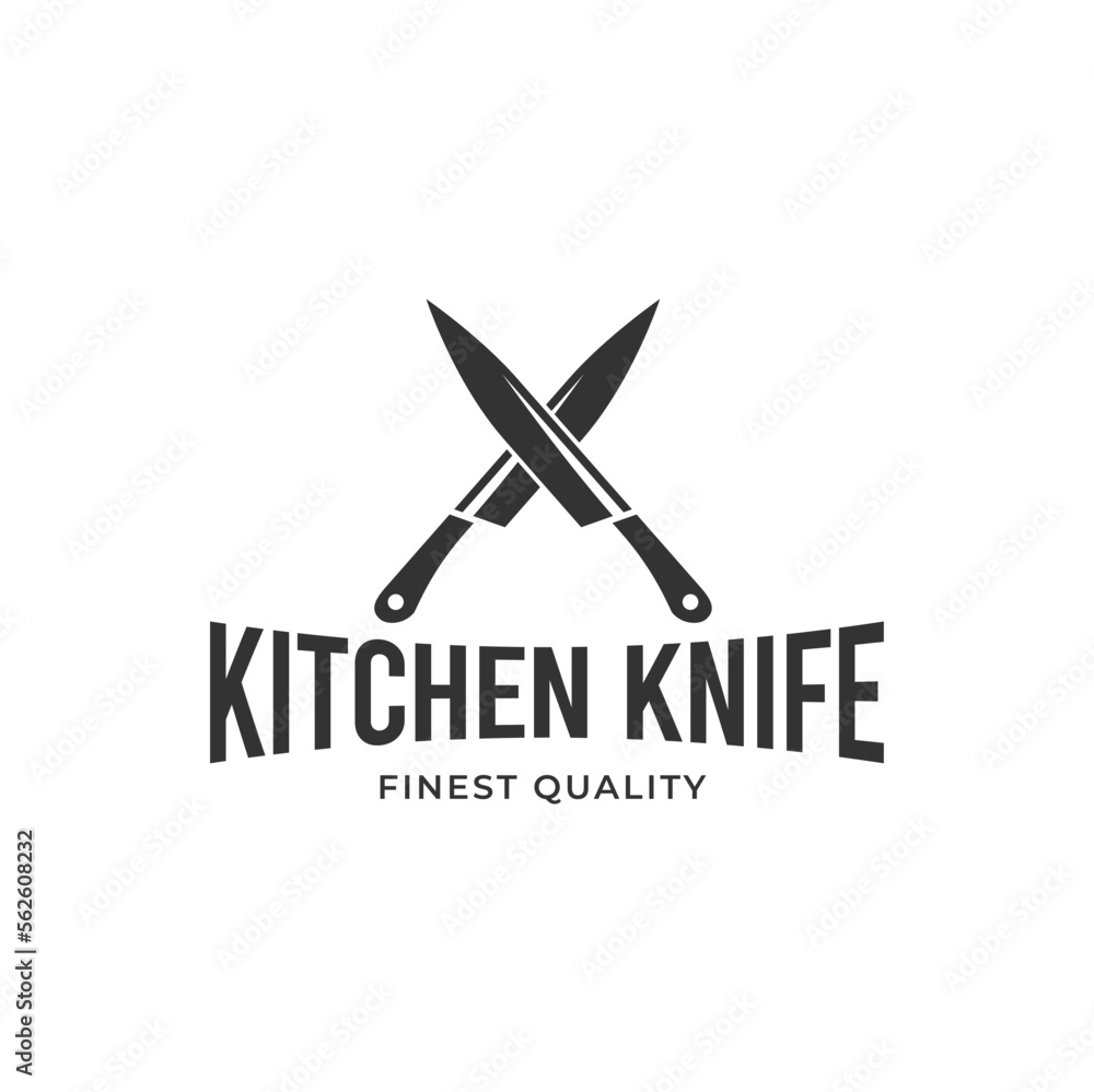 chef knife logo isolated on black and white background chef knife logo isolated on black and white background
