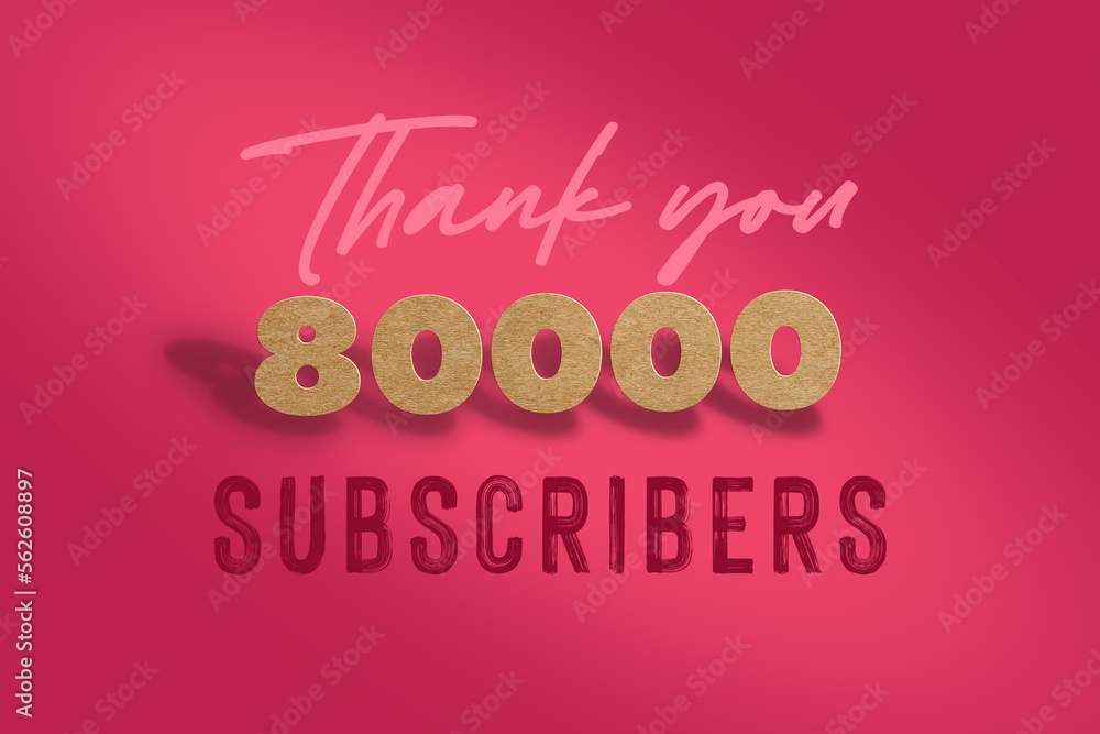 80000 subscribers celebration greeting banner with  Hard card Cutted Design