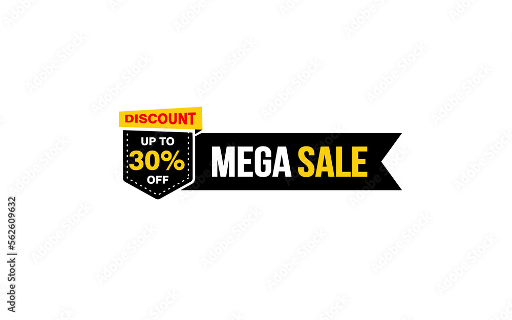 30 Percent MEGA SALE offer, clearance, promotion banner layout with sticker style.
30 Percent MEGA SALE offer, clearance, promotion banner layout with sticker style.