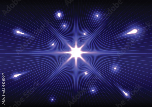 Special lens flash, light effect. The flash flashes rays and searchlight. illust.White glowing light. Beautiful star Light from the rays. 