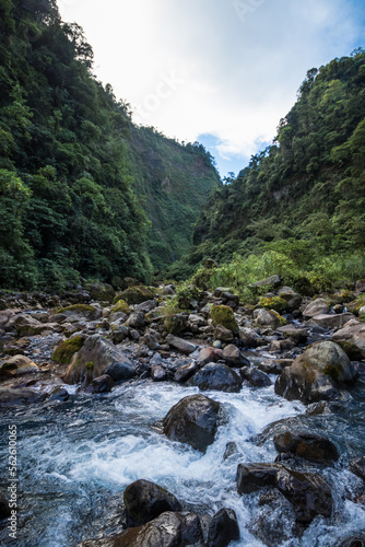 riverbed in the middle of the mountains and tropical jungle of Costa Rica