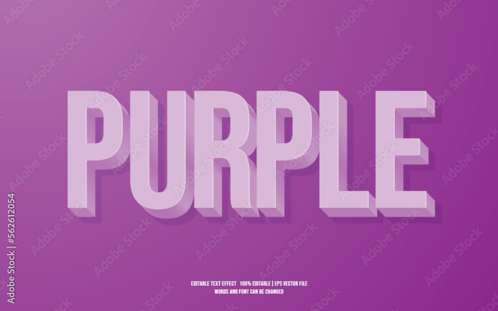 Purple 3D editable text effect premium free download