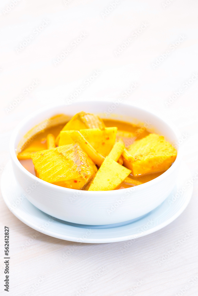 Curry with bamboo shoots and fish pieces. Curry with bamboo shoots and fish pieces.