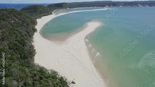 Double Island Point In Rainbow Beach - Scenic Headland With White Sandy Beach In Cooloola, Queensland. aerial photo