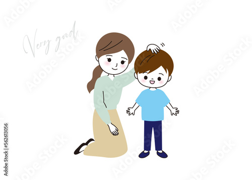 子どもをほめるお母さん