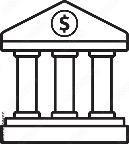 Bank symbol building icon cartoon style vector illustration.