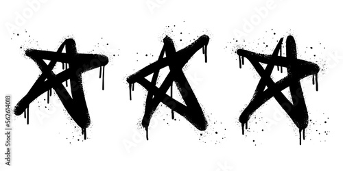 Spray painted graffiti Star sign in black over white. Star drip symbol.  isolated on white background. vector illustration