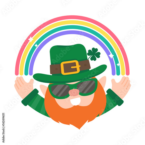 Funny leprechaun cartoon celebrating by drinking beer on Saint Patrick's Day.