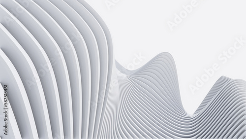 3D rendering White abstract background with waves. Creative Architectural Concept