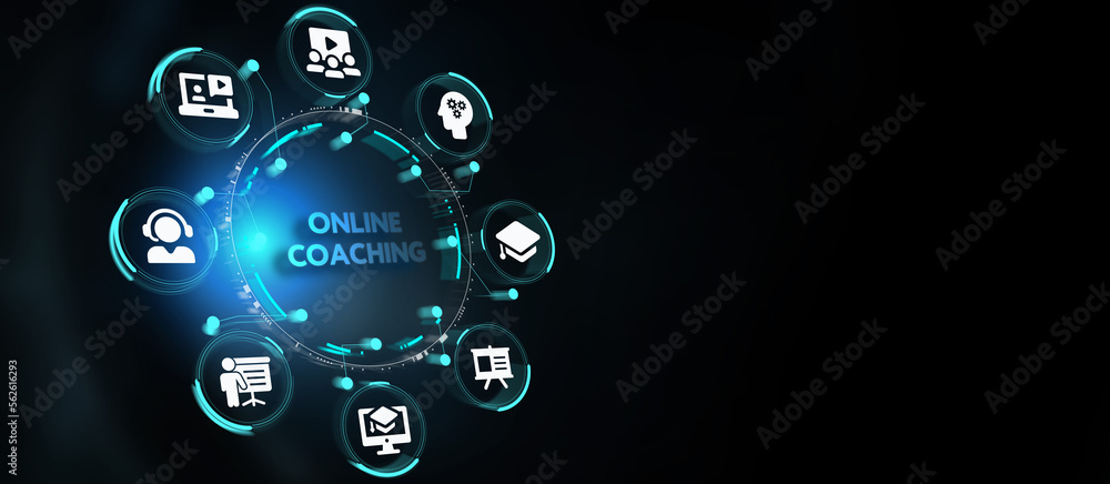 Business, Technology, Internet and network concept. Coaching mentoring education business training development E-learning concept. 3d illustration Business, Technology, Internet and network concept. Coaching mentoring education business training development E-learning concept. 3d illustration