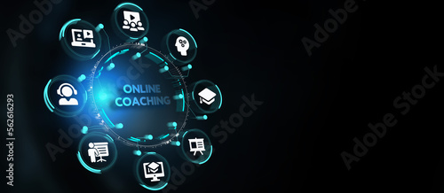 Business, Technology, Internet and network concept. Coaching mentoring education business training development E-learning concept. 3d illustration