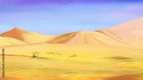Sand dunes in the desert area illustration