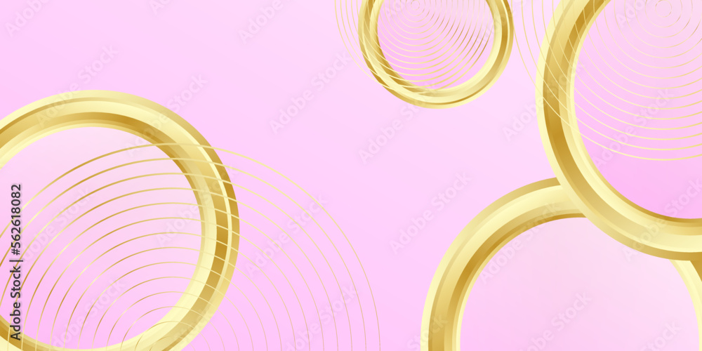 Circle golden thread on soft pink background. Modern cover design with gold round ring (golden circle pattern). Luxury creative premium backdrop. Circle golden thread on soft pink background. Modern cover design with gold round ring (golden circle pattern). Luxury creative premium backdrop.