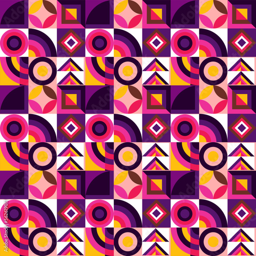 Abstract Bauhaus geometric pattern background vector circle