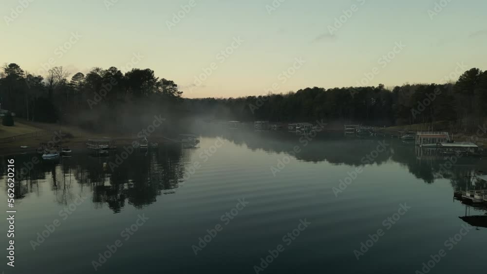 Aerial view of lake Lanier on a foggy day Aerial view of lake Lanier on a foggy day