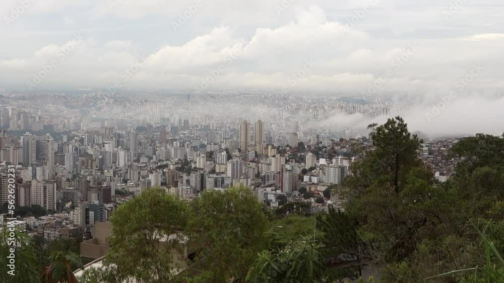 clouds moving over Belo Horizonte city, in Minas Gerais, Brazil. Aerial view, Timelapse clouds moving over Belo Horizonte city, in Minas Gerais, Brazil. Aerial view, Timelapse