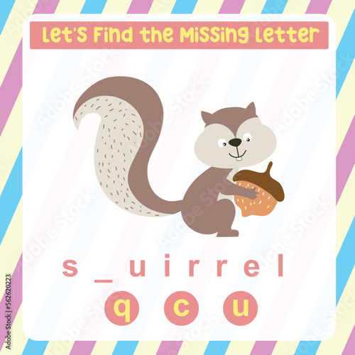 Find the missing letter animal urial worksheet for kids learning insects in English. Educational alphabetic game. Printable worksheet for preschool. Spelling and writing practise page for children. 